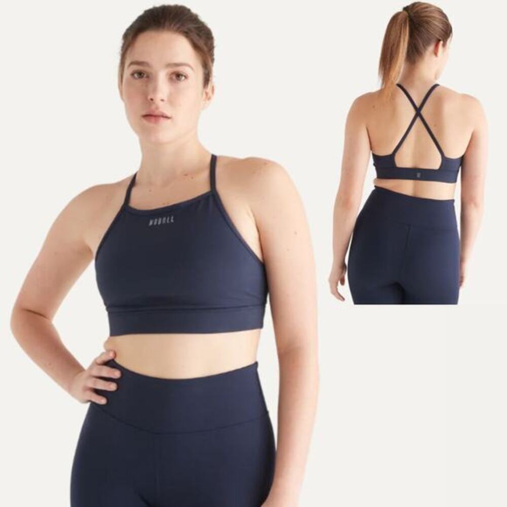 NoBull Women's Matte High Neck Sports Bra‎ Night Navy Size XS